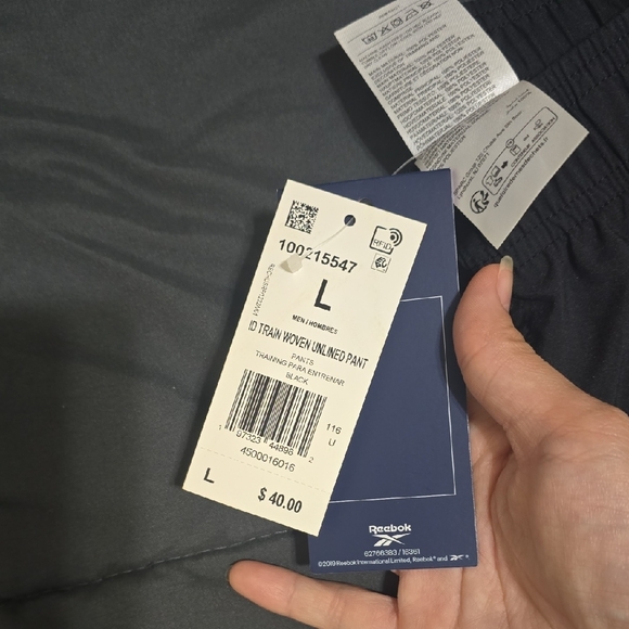 Reebok Womens ID Trainers Woven Unlined Pants, Black, NEW, Large - Picture 2 of 5